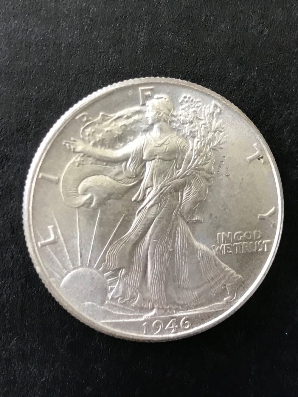 1946 P Walking Liberty Half Dollar, Unc, 90% Silver, Well Struck, ? Low MS
